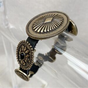 Free People Western Bohemian Leather Concho Bracelet